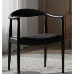 Μαύρη Ξύλινη Καρέκλα με Τεχνόδερμα