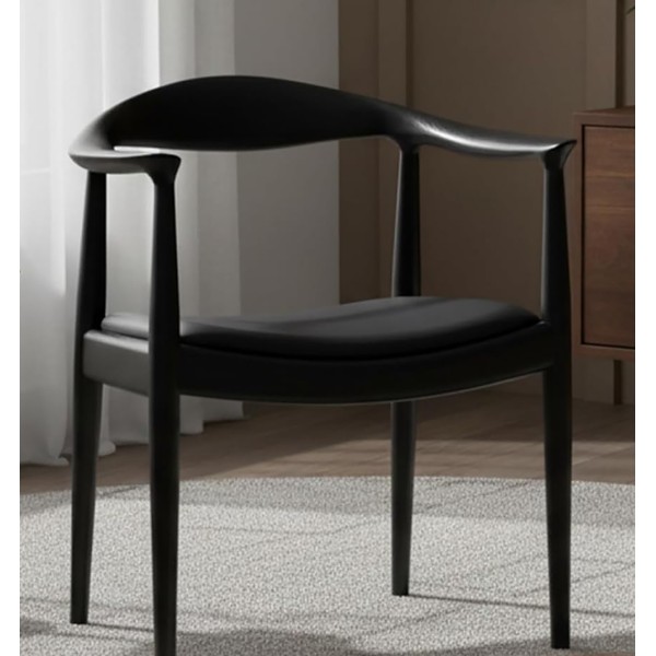 Μαύρη Ξύλινη Καρέκλα με Τεχνόδερμα