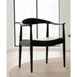 Μαύρη Ξύλινη Καρέκλα με Τεχνόδερμα