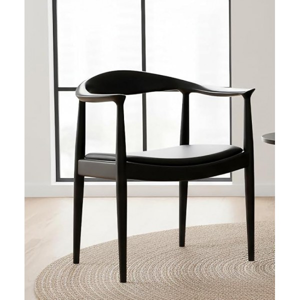 Μαύρη Ξύλινη Καρέκλα με Τεχνόδερμα