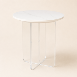 Side Table με Ακρυλικό Πόδι και Μάρμαρο