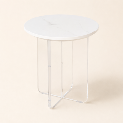 Side Table με Ακρυλικό Πόδι και Μάρμαρο Side Table με Ακρυλικό Πόδι και Μάρμαρο