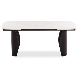 Επεκτεινόμενο Μαύρο Μεταλλικό Τραπέζι Με Λευκή Κεραμική Πλάκα Επεκτεινόμενο Μαύρο Μεταλλικό Τραπέζι Με Λευκή Κεραμική Πλάκα