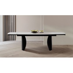 Επεκτεινόμενο Μαύρο Μεταλλικό Τραπέζι Με Λευκή Κεραμική Πλάκα 
