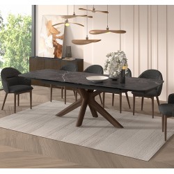 Επεκτεινόμενο Τραπέζι με Ξύλινη Βάση Και Κεραμική Πλάκα