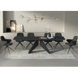 Μαύρο Επεκτεινόμενο Τραπέζι με Μεταλλική Βάση και Κεραμική Πλάκα