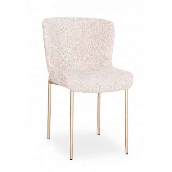 Μεταλλική Σαμπανί Καρέκλα με Μπεζ Αλέκιαστο Ύφασμα