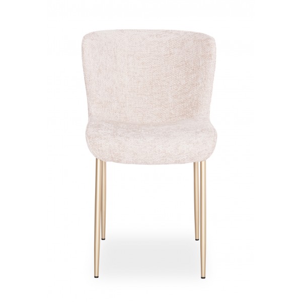Μεταλλική Σαμπανί Καρέκλα με Μπεζ Αλέκιαστο Ύφασμα