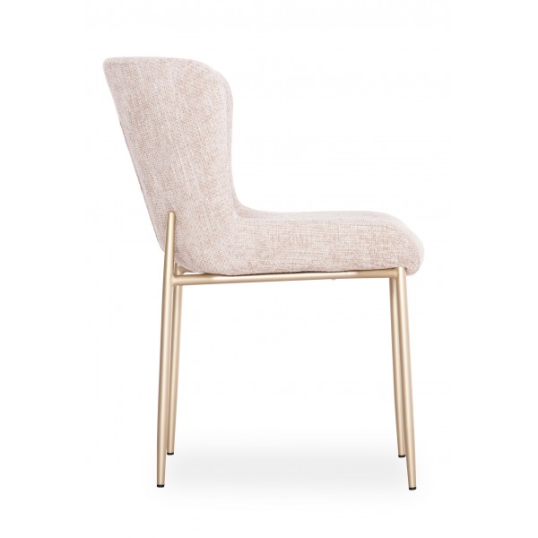 Μεταλλική Σαμπανί Καρέκλα με Μπεζ Αλέκιαστο Ύφασμα
