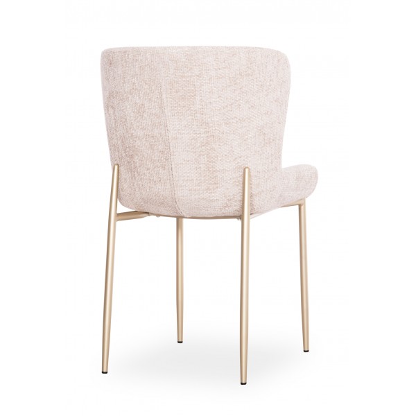 Μεταλλική Σαμπανί Καρέκλα με Μπεζ Αλέκιαστο Ύφασμα