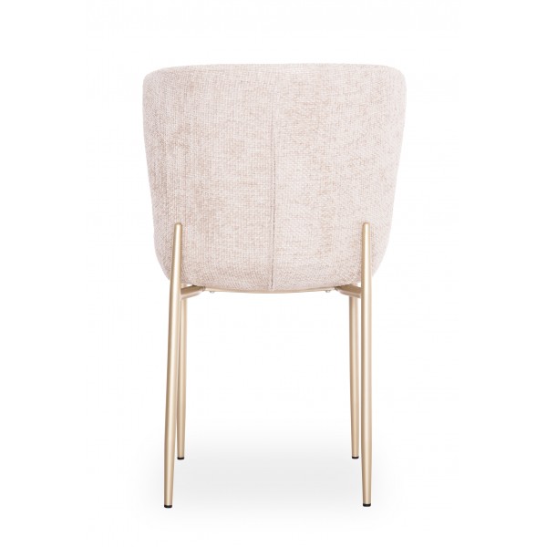 Μεταλλική Σαμπανί Καρέκλα με Μπεζ Αλέκιαστο Ύφασμα