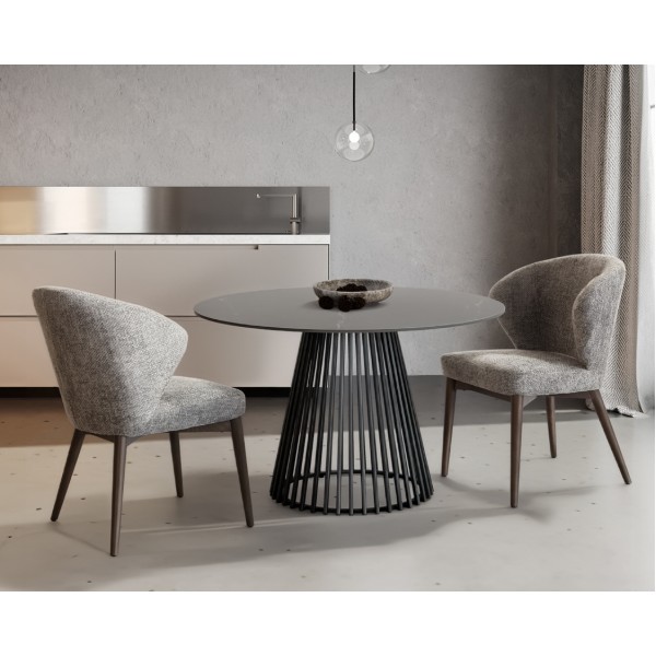 Καρέκλα με Ξύλινα Πόδια και Γκρι Ύφασμα