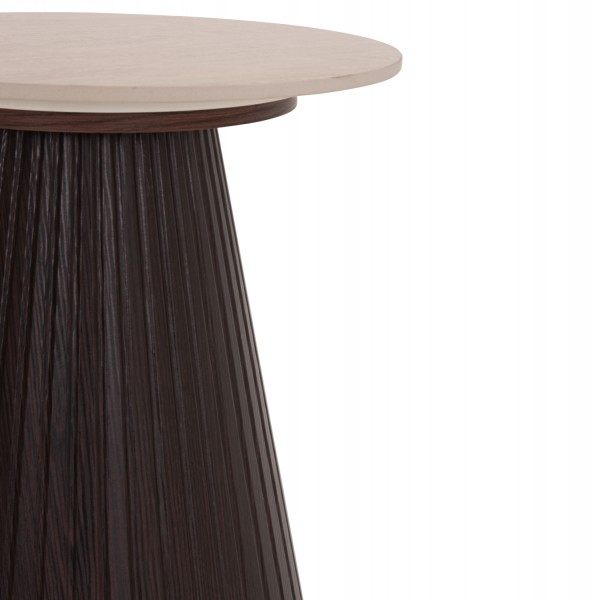 Στρογγυλό side table με κεραμική επιφάνεια και βάση mdf