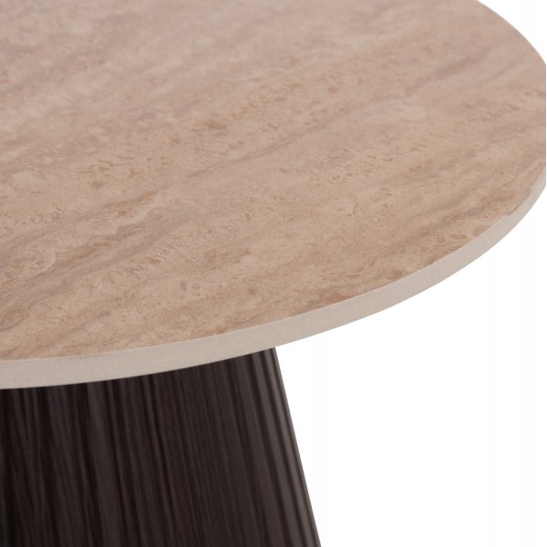 Στρογγυλό side table με κεραμική επιφάνεια και βάση mdf
