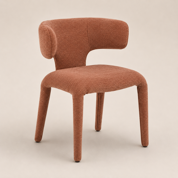 Καρέκλα με Λινό Ύφασμα Terracotta