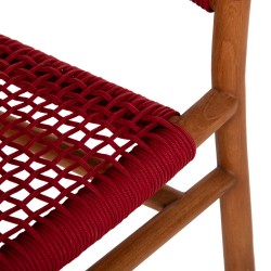 Καρέκλα από Ξύλο Teak με Κόκκινο Σχοινί Viro  Καρέκλα από Ξύλο Teak με Κόκκινο Σχοινί Viro