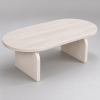 Ξύλινο Οβάλ Off white Coffee Table