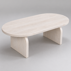 Ξύλινο Οβάλ Off white Coffee Table