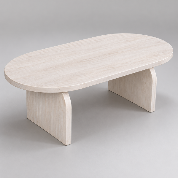 Ξύλινο Οβάλ Off white Coffee Table