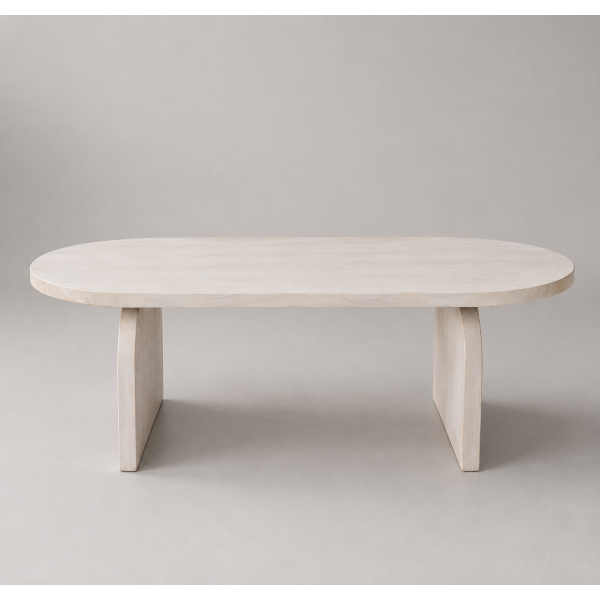Ξύλινο Οβάλ Off white Coffee Table