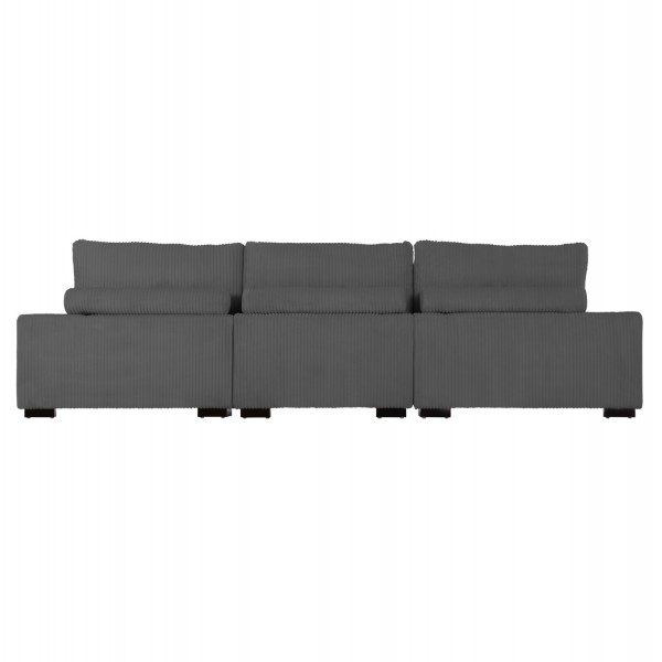 Γωνιακός Καναπές με Γκρι Κοτλέ Ύφασμα Γωνιακός Καναπές με Γκρι Κοτλέ Ύφασμα