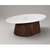 Οβάλ Coffee Table  με Λευκό Μάρμαρο και Ξύλο Μάνγκο