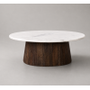Οβάλ Coffee Table  με Λευκό Μάρμαρο και Ξύλο Μάνγκο