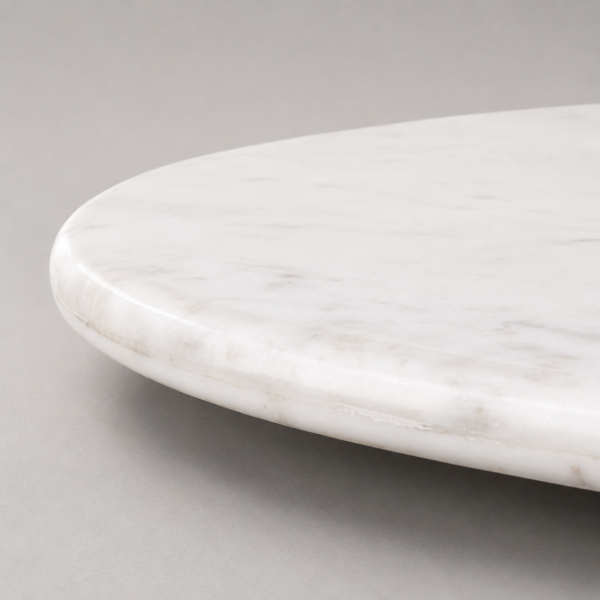 Οβάλ Coffee Table  με Λευκό Μάρμαρο και Ξύλο Μάνγκο