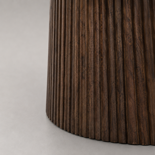 Οβάλ Coffee Table  με Λευκό Μάρμαρο και Ξύλο Μάνγκο