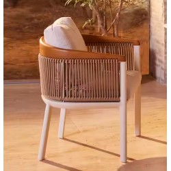 Καρέκλα Τραπεζαρίας Αλουμινίου με Teak Μπράτσα