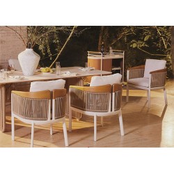 Καρέκλα Τραπεζαρίας Αλουμινίου με Teak Μπράτσα Καρέκλα Τραπεζαρίας Αλουμινίου με Teak Μπράτσα