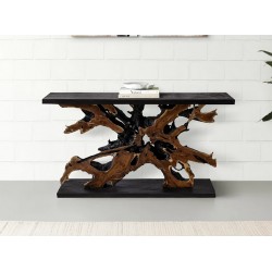 Κονσόλα από Ξύλο Teak Φυσικό - Μαύρο