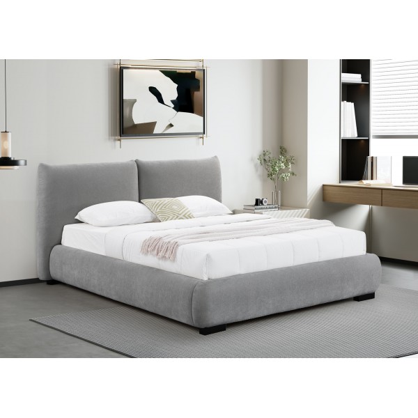 Κρεβάτι με Αποθηκευτικό Χώρο Γκρι Faux Fur Ύφασμα