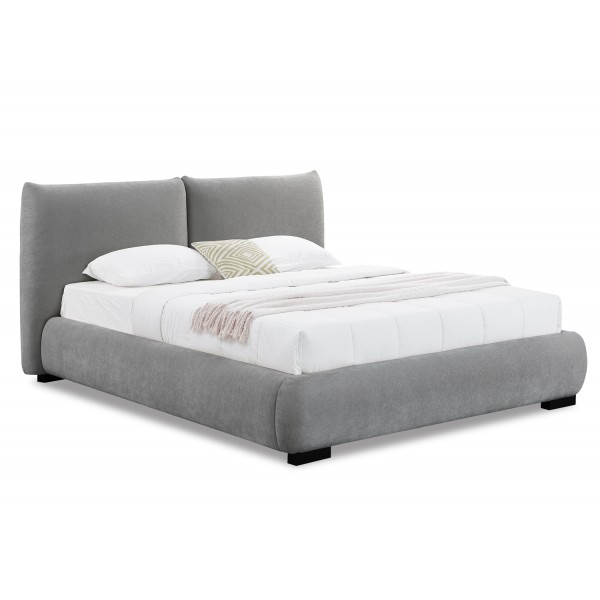 Κρεβάτι με Αποθηκευτικό Χώρο Γκρι Faux Fur Ύφασμα