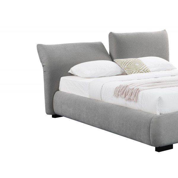 Κρεβάτι με Αποθηκευτικό Χώρο Γκρι Faux Fur Ύφασμα