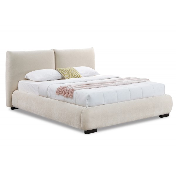 Κρεβάτι με Αποθηκευτικό Χώρο Ανοιχτό Μπεζ Faux Fur Ύφασμα