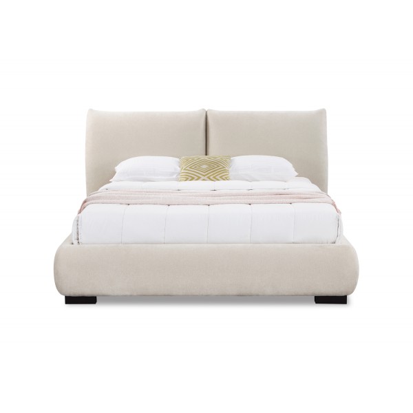 Κρεβάτι με Αποθηκευτικό Χώρο Ανοιχτό Μπεζ Faux Fur Ύφασμα