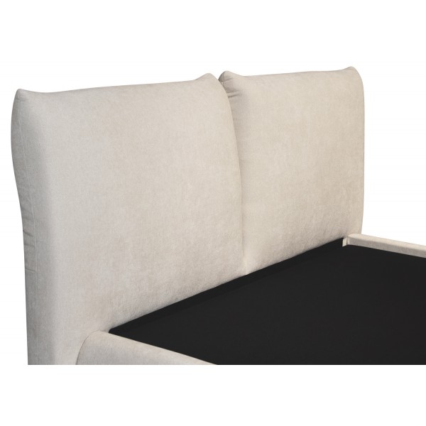 Κρεβάτι με Αποθηκευτικό Χώρο Ανοιχτό Μπεζ Faux Fur Ύφασμα