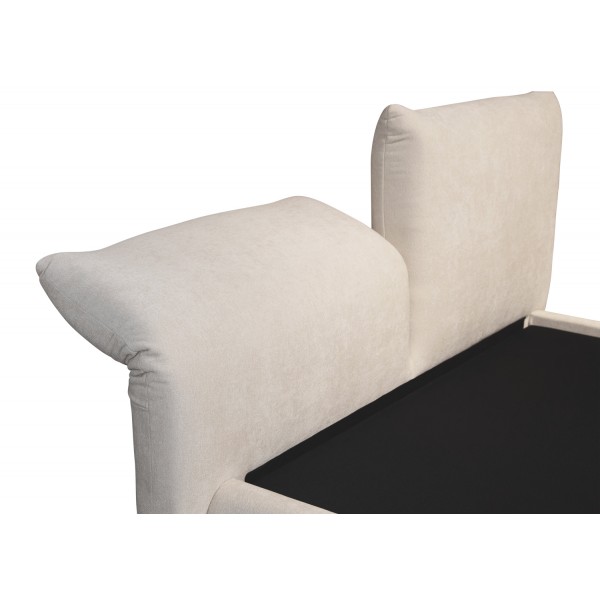 Κρεβάτι με Αποθηκευτικό Χώρο Ανοιχτό Μπεζ Faux Fur Ύφασμα