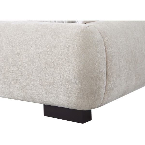 Κρεβάτι με Αποθηκευτικό Χώρο Ανοιχτό Μπεζ Faux Fur Ύφασμα