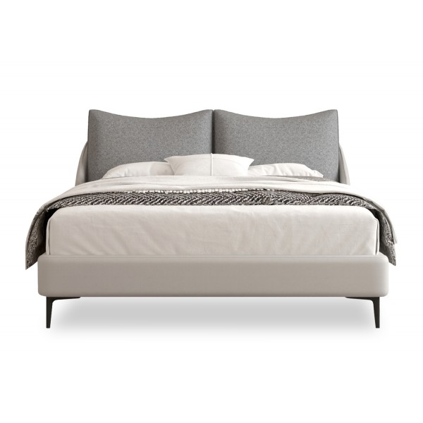 Κρεβάτι με  Γκρι Ύφασμα και Pvc