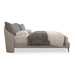 Κρεβάτι με  Γκρι Ύφασμα και Pvc