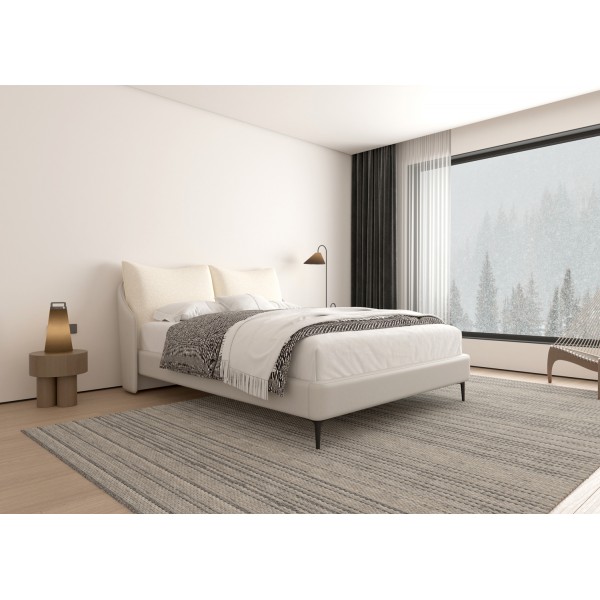 Κρεβάτι με Μπεζ Ύφασμα και Pvc