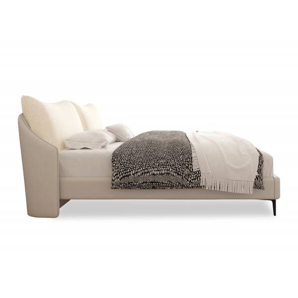 Κρεβάτι με Μπεζ Ύφασμα και Pvc