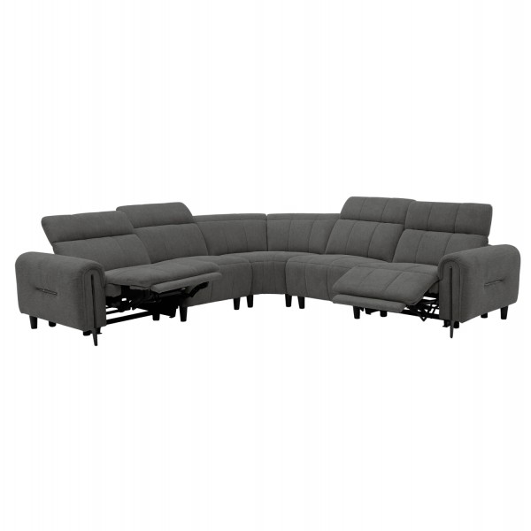 Γκρι Γωνιακός Καναπές με Ανάκλυση