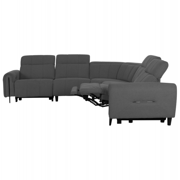 Γκρι Γωνιακός Καναπές με Ανάκλυση