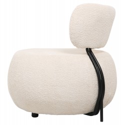 Πολυθρόνα από Μπουκλέ Λευκό Βαμβακερο Ύφασμα 