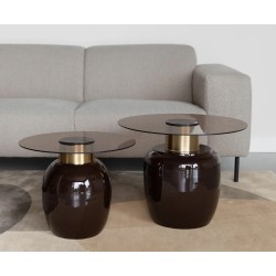 Μεταλλικά Τραπεζάκια με Γυαλί set 2 Τεμαχίων