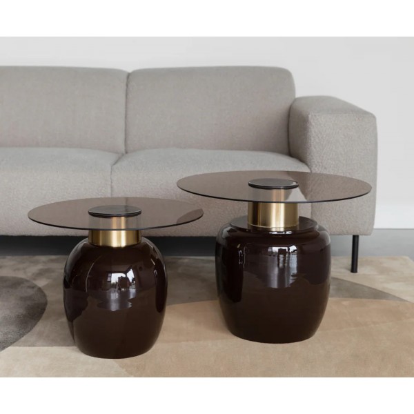 Μεταλλικά Τραπεζάκια με Γυαλί set 2 Τεμαχίων