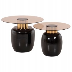 Μεταλλικά Τραπεζάκια με Γυαλί set 2 Τεμαχίων